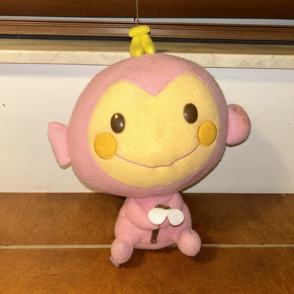 RARE Vintage 2004 Sanrio CHI CHAI MONCHAN Pink Monkey Stuffed Plush 12" P5